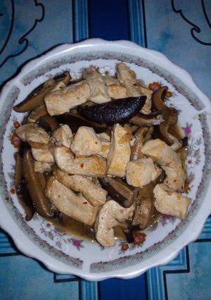 Foto resep Tumis jamur shitake kering dan tahu putih