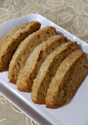 A picture of Cake with lemon peels.