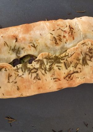 Una foto de Rollo / tarta de milanesas sobradas  y berenjenas