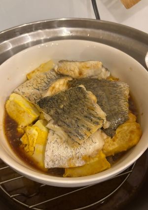 醬燒鱸魚蒸蛋豆腐 的食譜成品照片