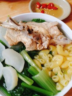 Hình của món Nui nấu xương gà.