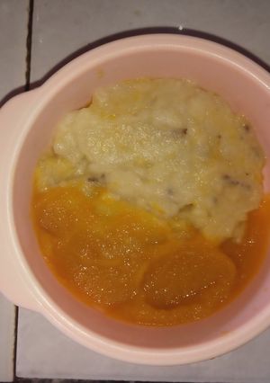 Foto resep Mpasi Gio 6+ snack pure pisang labu parang