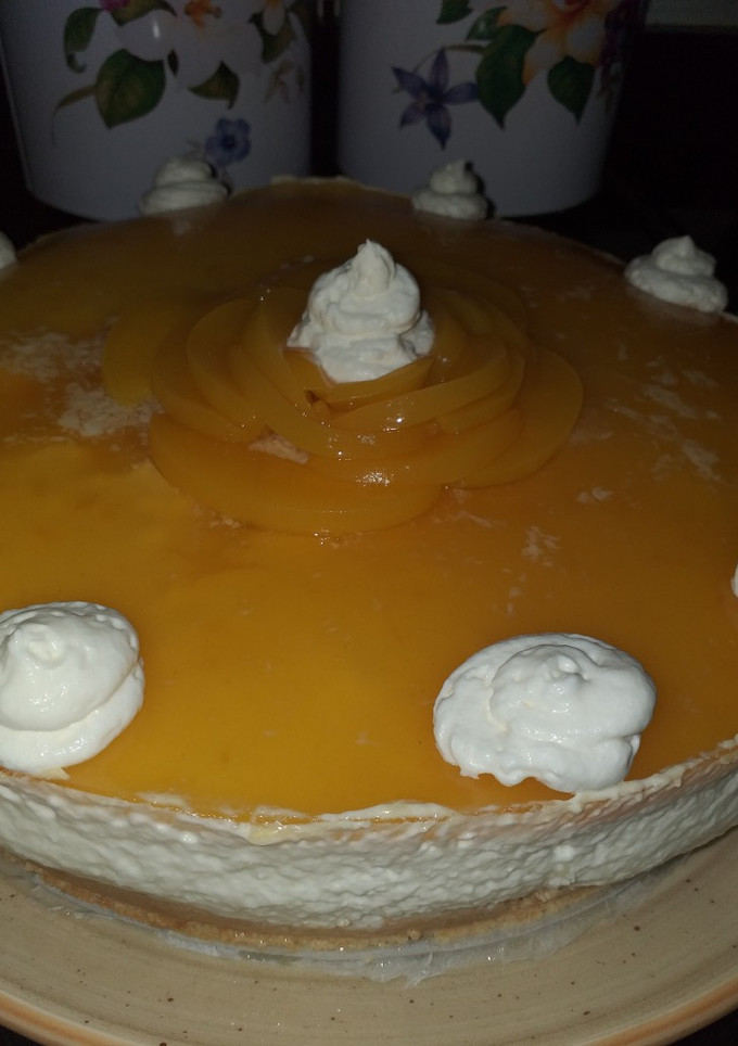 Una foto de Tarta de yogur y piña sin horno