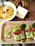 Polentine al tartufo con crema di fave e guanciale croccante