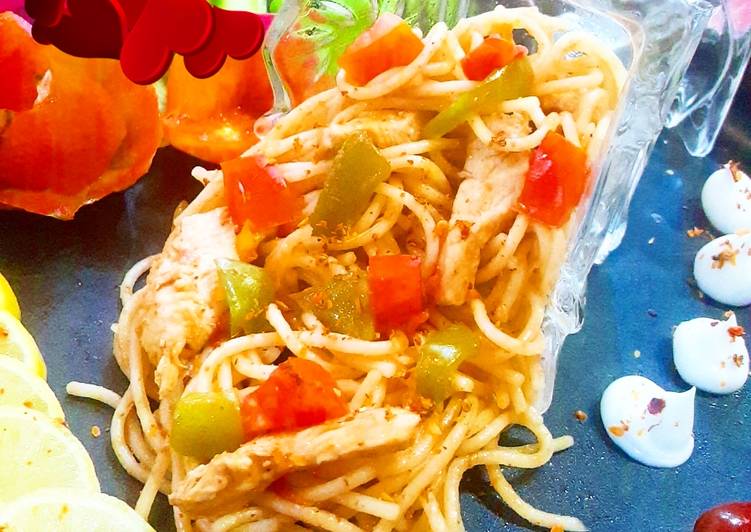 Easiest Way to Prepare Any-night-of-the-week Chicken spicy Spagetti