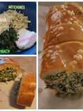 Spinach artichoke stuffed garlic bread