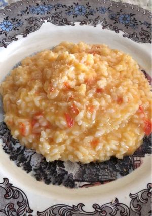 Una foto de Risotto al curry con leche de coco