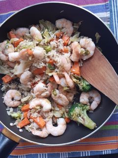 A picture of Stir Fry with Vegetables and Shrimp.