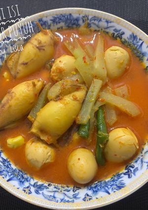 Foto resep Gulai cumi isi tahu + telor puyuh dan labu,kcng panjang