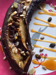 Una foto de Banana al chocolate con semillas