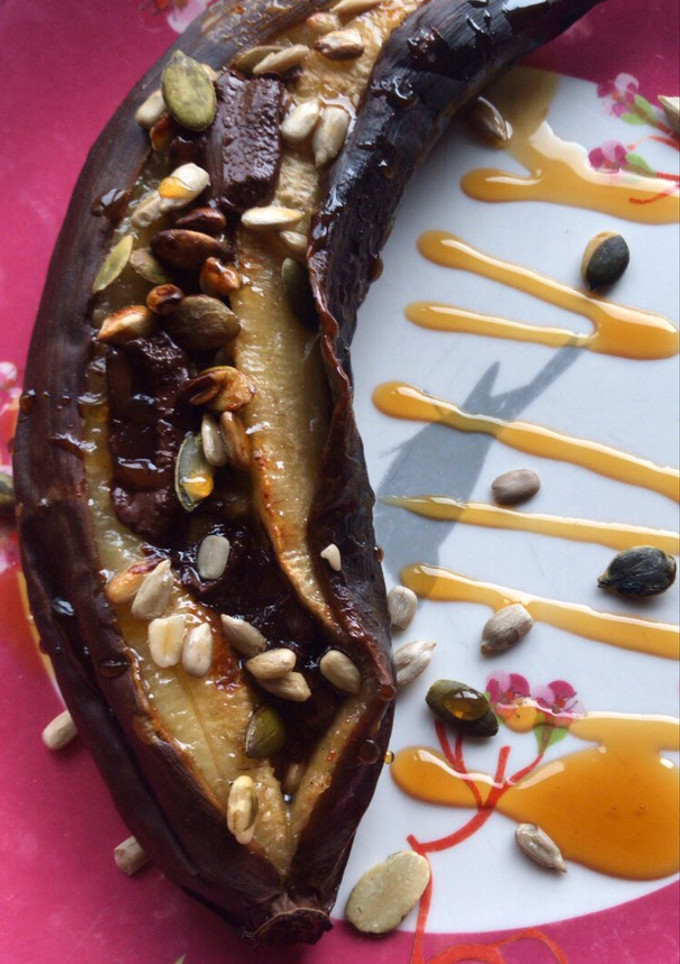 Una foto de Banana al chocolate con semillas