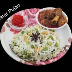 A picture of .Peas Pulao With mutton Curry.