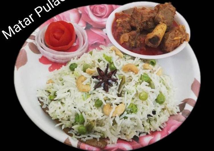 Quick and Easy .Peas Pulao With mutton Curry