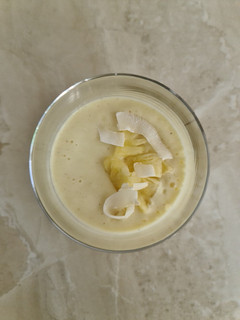 A picture of Pineapple and coconut smoothie 🥥🍍.