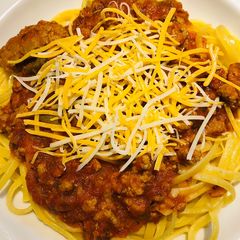 A picture of Chilli 🌶 Turkey 🦃 Spaghetti 🍝.