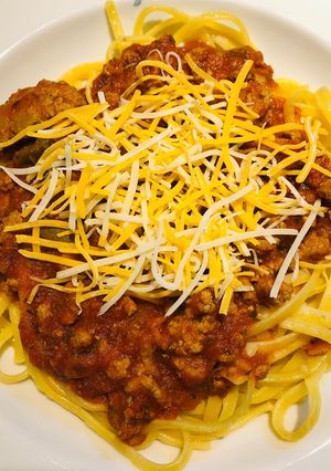 A picture of Chilli 🌶 Turkey 🦃 Spaghetti 🍝.