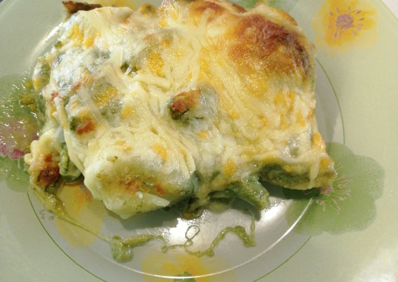 Brócoli al horno en salsa de champiñones verde