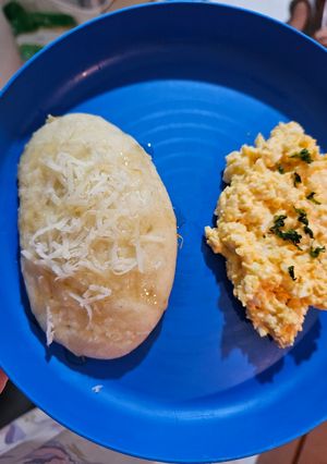 Foto resep Mpasi-pancake santan keju madu, telur rebus mayo