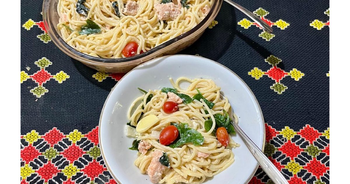 Spaghetti Salmon Keju Mudah