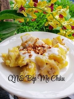 Hình của món Bánh chuối hấp nước cốt dừa.
