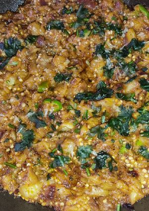 A picture of Baingan Ka Bharta (eggplant 🍆).