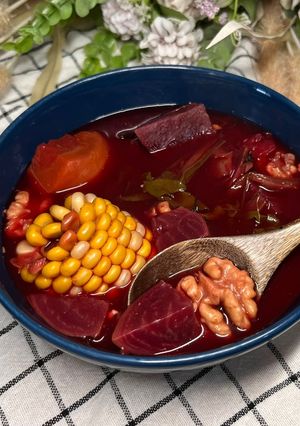 甜菜根核桃素湯 (可素食) 的食譜成品照片