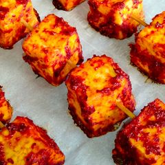 A picture of Peri Peri Paneer Tikka Recipe with Homemade Peri Peri sauce.