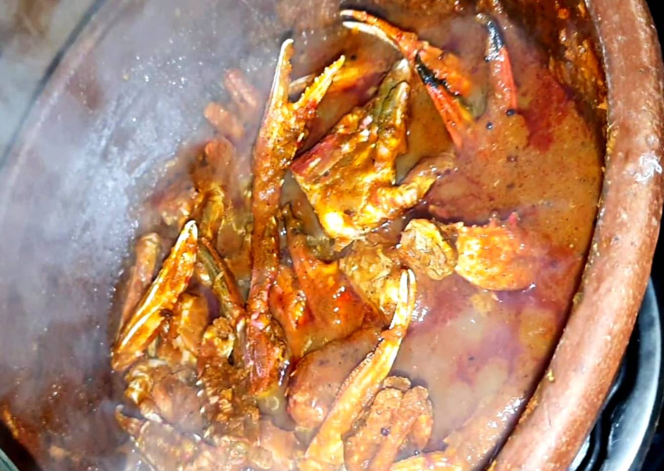 Leo's Spicy Crab Masala using Earthenware Kadai