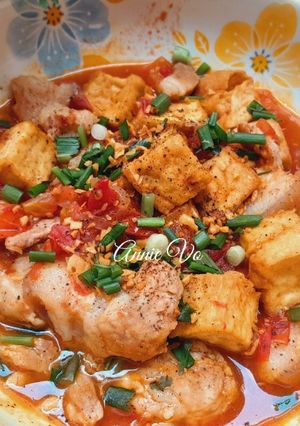 Hình của món Đậu hũ và thịt vai xay sốt cà chua.