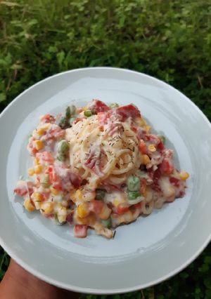 Foto resep Beef - Veggies Spaghetti Carbonara