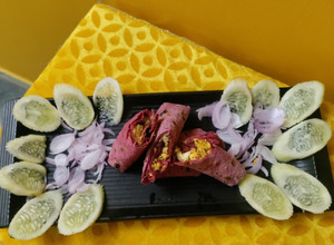A picture of High Protein Beetroot Paneer Wrap.