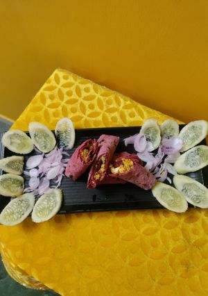 A picture of High Protein Beetroot Paneer Wrap.