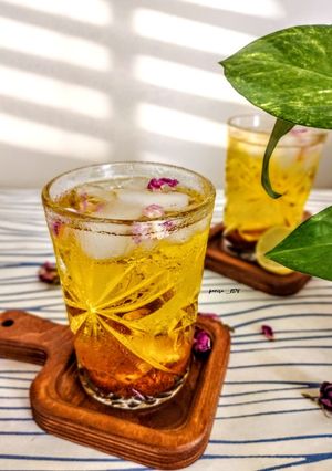 عکسی از دستور شربت خاک شیر زعفرانی با عرق کاسنی🌸