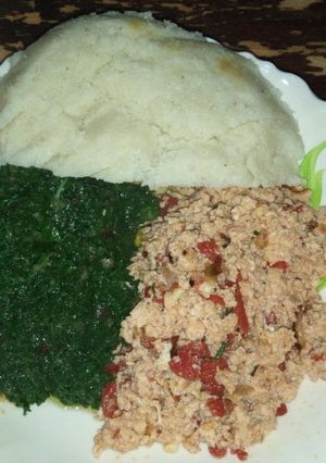 A picture of Ughali spinach and eggs#themechallenge#presentation.