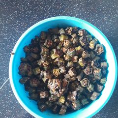 A picture of Kurkuri fried bhindi.
