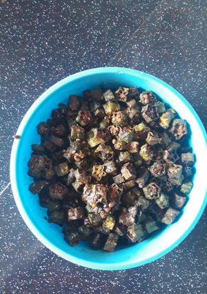 A picture of Kurkuri fried bhindi.