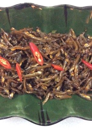 Hình của món Cá cơm khô rang đường, mật ong.