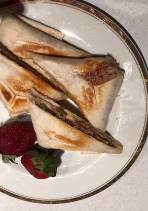 A picture of Coned beef wrap.