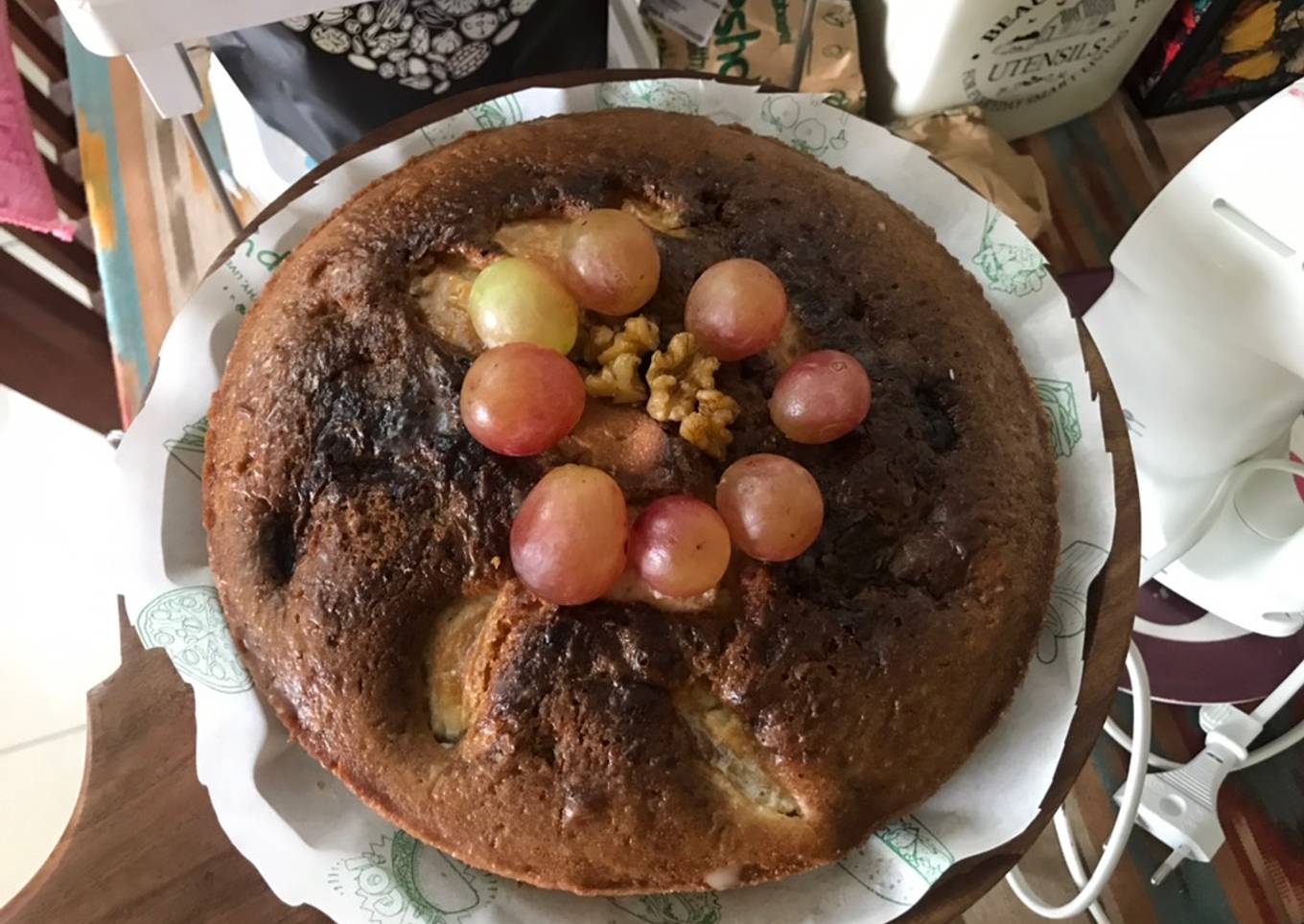 Apple AlmondsWalnuts Cake with my homemade Salted Caramel in the jars