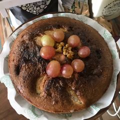 A picture of Apple AlmondsWalnuts Cake with my homemade Salted Caramel in the jars.