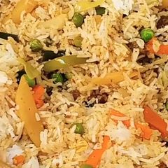 A picture of 3 spice Chinese rice.