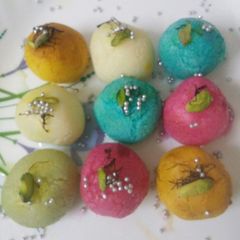 A picture of Colorful Rasgullas.
