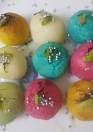 A picture of Colorful Rasgullas.