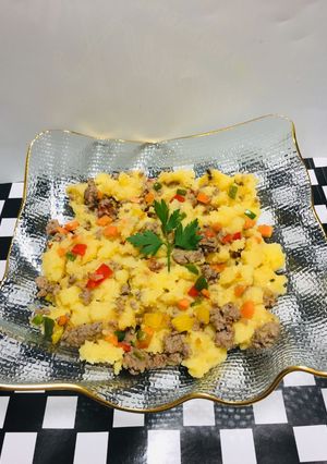 Una foto de Cuscuz de Polenta con carne molida vegetales !!