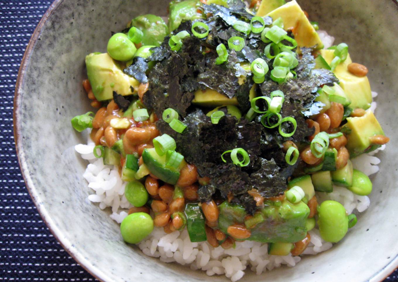 Spicy Natto & Avocado Rice Bowl