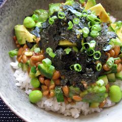 A picture of Spicy Natto & Avocado Rice Bowl.