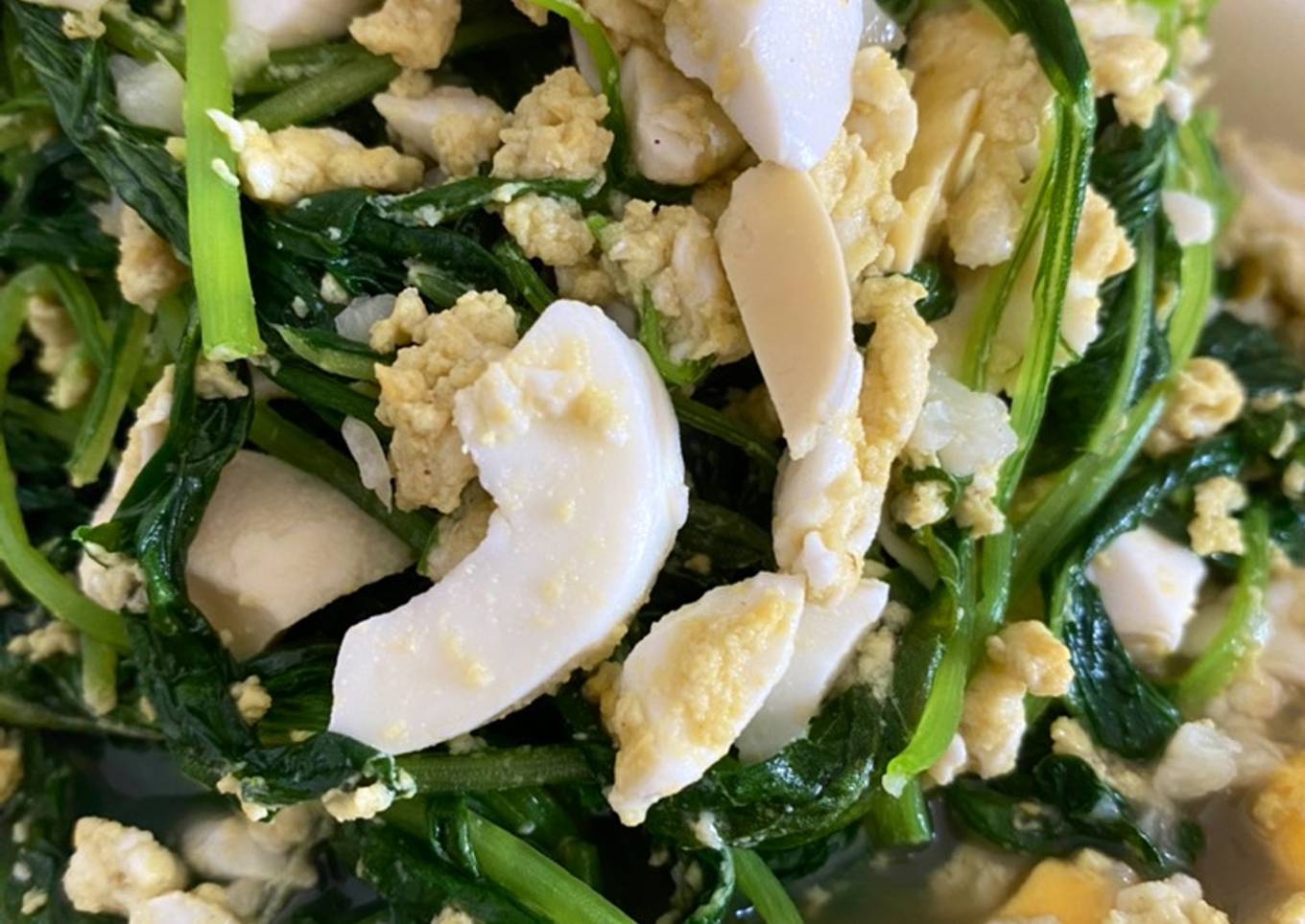 Tumis bayam dan telur
