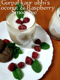 A picture of Coconut & Raspberry smoothie 🥤.