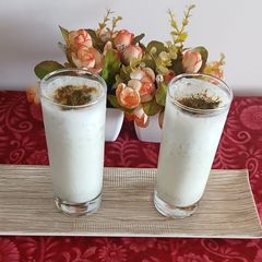 A picture of Mint salty lassi/ savory lassi.