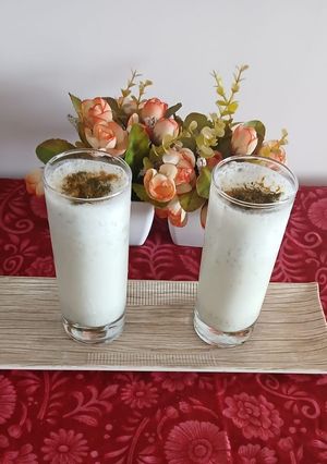 A picture of Mint salty lassi/ savory lassi.